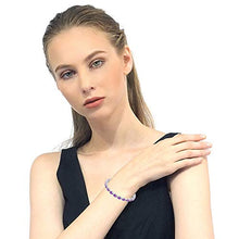 Load image into Gallery viewer, Solid Sterling Silver 6x4mm Oval Cut 7 CTW Natural Ourple Amethyst Brilliant Sparkle Tennis Bracelet for Women, Box Chain with Safety