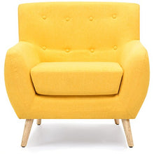 Load image into Gallery viewer, Best Choice Products Mid-Century Modern Linen Upholstered Button Tufted Accent Chair - Yellow