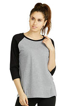 Load image into Gallery viewer, Cottonbell Women's Baseball Quarter Sleeve Tee Shirt (S, Light Heather/Black)