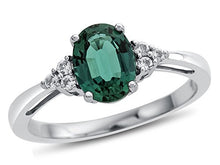 Load image into Gallery viewer, Finejewelers 10k White Gold 8x6mm Oval Created Emerald and White Topaz Ring Size 7
