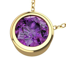 Load image into Gallery viewer, Belinda Jewelz Womens 14K Yellow Gold Round Sparkly 7 mm Gemstone Bezel Solitaire Classic Chain Gemstone Fine Jewelry Accessory Pendant Necklace, 1.48 Carats African Amethyst, 18 Inch