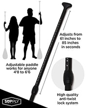 Load image into Gallery viewer, SUP Paddle - 3 Piece Adjustable Stand Up Paddle Board Paddles - Lightweight & Floating Paddleboard Oar - Durable & Packable for Travel - High-Grade Aluminum Shaft & Nylon Blade for Efficient Strokes