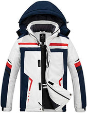 Load image into Gallery viewer, Wantdo Men's Ski Jacket Windproof Winter Snow Coat Thick Windbreaker Camping Hoodie White Lage