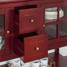 Load image into Gallery viewer, Walker Edison Furniture Company Rustic Farmhouse Wood Buffet Storage Cabinet Living Room, 52 Inch, Red