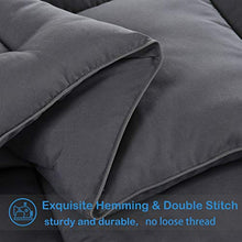 Load image into Gallery viewer, EASELAND All Season Oversized Queen Soft Quilted Down Alternative Comforter Hotel Collection Reversible Duvet Insert with Corner Tabs,Winter Warm Fluffy Hypoallergenic,Dark Grey,98 by 98 Inches
