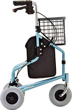 Load image into Gallery viewer, NOVA Traveler 3 Wheel Rollator Walker, All Terrain 8” Wheels, Includes Bag, Basket and Tray, Diamond Sky Blue