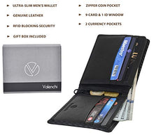 Load image into Gallery viewer, RFID Genuine Leather Bifold Wallet for Men and Women,2 Note pocket,coin pocket,multi card slots & ID window (Black Carbon)