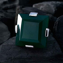 Load image into Gallery viewer, CaratYogi Green Onyx Emerald Cut Gemstone Ring 925 Sterling Silver Chakra Healing Fashionable and Stylish Handmade Rings for Men and Women Size N