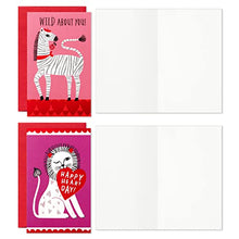 Load image into Gallery viewer, Hallmark Kids Mini Valentines Day Cards Assortment, 18 Cards with Envelopes (Flamingo, Zebra, Lion)