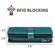 Load image into Gallery viewer, SENDEFN Wallets for Women Genuine Leather Credit Card Holder with RFID Blocking Large Capacity Wristlet