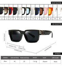 Load image into Gallery viewer, Retro Millionaire Sunglasses Square Metal punk Rock Hip hop Sunglasses men women 1:1