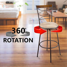 Load image into Gallery viewer, Kira Home Avery 30" Adjustable Height Round Swivel Barstool w/Real Wood Accent Back, Bronze Metal Finish, Set of 2