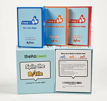 Load image into Gallery viewer, Spin The Bottle - Party Card Game for Adults. are You Ready for Endless Laughs and Crazy Dares? 3 Different Stages with 200 Cards Included.