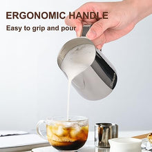 Load image into Gallery viewer, Milk Frothing Pitcher 12oz, Milk Frother Cup Steaming Pitcher Steamer Milk Jug Cup for Latte Art, Coffee Machine Espresso Accessories Barista Tools
