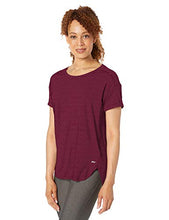 Load image into Gallery viewer, Amazon Essentials Women's Studio Relaxed-Fit Lightweight Crewneck T-Shirt, Burgundy, Stripe, Medium