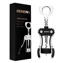 Load image into Gallery viewer, Wine Opener, Zinc Alloy Premium Wing Corkscrew Wine Bottle Opener with Multifunctional Bottles Opener, Upgrade - Black
