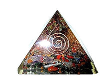 Load image into Gallery viewer, Jet Mix Gemstone Labradorite Merkaba Chakra Orgone Pyramid Crystal Gemstones Copper Metal Mix Rare Healing Positive Energy Tetrahedron Sacred Geometry Memory