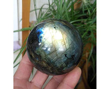 Load image into Gallery viewer, StoneStory Natural Labradorite Healing Crystal Natural Rock Crystal Quartz Gemstone Sphere Ball 80mm (Labradorite Moonstone, 3.14")