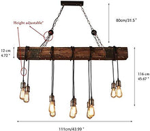 Load image into Gallery viewer, 10-Lights Chandelier Wooden Retro Rustic Pendant Light - Industrial Suspension Light line can be Adjusted Freely - Distressed Wood Chandelier for Dining Table Vintage Kitchen, Bar, Island, Billiard.