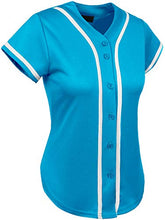 Load image into Gallery viewer, Hat and Beyond Womens Baseball Button Down Tee Short Sleeve Softball Jersey Active T Shirts (X-Large, 3up01 Turquoise/White)