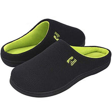 Load image into Gallery viewer, RockDove Men's Original Two-Tone Memory Foam Slipper, Size 7-8 US Men, Black/Lime