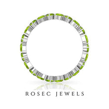 Load image into Gallery viewer, Modern Gemstone Ring, Zigzag Eternity Ring, 3.3 CT Pear Shape Peridot Ring, Bridal Wedding Ring, Dainty Anniversary Ring, Bridesmaid Stackable Ring, 14K White Gold, Size:US 4.5