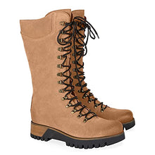 Load image into Gallery viewer, Fullwei Boots for Women,Women Platform Cowboy Boot Steel Toe Ladies Mid Calf Combat Western Lace Up Cowgirl Motorcycle Riding Boot Walking Shoe (Khaki, 8.5)