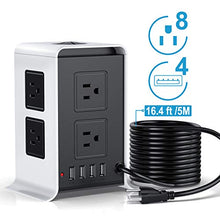Load image into Gallery viewer, Power Strip Surge Protector Tower 2020, SMALLRT 8 Outlet 4 USB Ports 16.4FT/5M Plug Lead Extension Cord with Safety Socket with Overload Protection