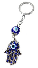 Load image into Gallery viewer, Evil Eye Silver Hamsa Keychain Hand Fatima Protection Charm Key holder Good Luck Keychain - Amulet