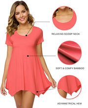 Load image into Gallery viewer, WiWi Womens Bamboo Nightgowns Soft Short Sleeve Sleep Shirts Tunic Tops for Leggings Plus Size Sleepwear S-4X, Peach, X-Large