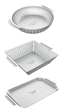 Load image into Gallery viewer, Yukon Glory 3-Piece Mini Grilling Basket Set, Stainless Steel Perforated Grill Baskets for Grilling Veggies, Seafood, and Meats, Includes Grill Pan, Square Basket, and Circular Basket