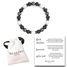 Load image into Gallery viewer, HEALING TRUST Feng Shui Black Obsidian Wealth Bracelet with White Jade Hematite Crystals and Healing Stones. EMF Protection bracelet, 100% Massive Wealth and Abundance Money Attraction, Negative Energy Protection, Healing Crystals, Earthing, Strength and