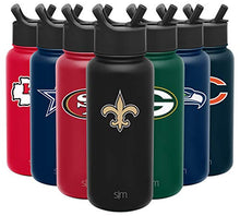Load image into Gallery viewer, Simple Modern Officially Licensed NFL New Orleans Saints Water Bottle with Straw Lid | Vacuum Insulated Stainless Steel 32oz Thermos | Summit Collection | New Orleans Saints
