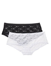 Load image into Gallery viewer, Iris & Lilly Women's Lace Hipster Underwear, Pack of 2, Black/White, Small