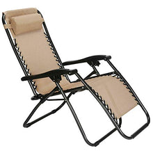 Load image into Gallery viewer, Folding Zero Gravity Chairs Patio Set of 2 with Pillow and Cup Holder Patio Furniture Outdoor Adjustable Dining Recliner Lounge Chairs for Deck Patio Beach Yard (Beige)
