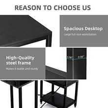 Load image into Gallery viewer, Computer Desk with Shelves - Writing Study Desk with Monitor Stand Shelf/Bookshelves/CPU Stand,Modern Study Table Stable Metal Frame Student Desk for Small Space Home Office Workstation(Black)