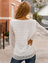 Load image into Gallery viewer, Blooming Jelly Womens Chiffon Blouses Elegant Lantern Long Sleeve Round Neck Top Pom Pom Shirt(Large, Wine Red)