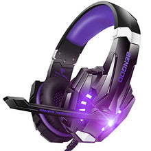 Load image into Gallery viewer, BENGOO G9000 Stereo Gaming Headset for PS4, PC, Xbox One Controller, Noise Cancelling Over Ear Headphones with Mic, LED Light, Bass Surround, Soft Memory Earmuffs (Purple)