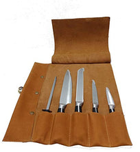 Load image into Gallery viewer, chef knife bag |Travel-Friendly Chef Knife Wrap Bag | Genuine Leather Knife Roll | Storage Bag Handles Carry Case Kitchen | travel bag knives holder | for professional Chefs | KB006 (Crunch Brown)