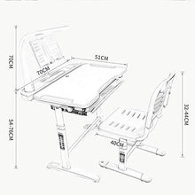 Load image into Gallery viewer, WZZ Kids Desk and Chair Set, Height Adjustable Kids Table and Chair Set, Home School Use Anti-Reflective Children Study Table with LED Light(Endurance 4 H)/Reading Board/Pull-Out Drawer 70X40cm,Pink