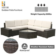 Load image into Gallery viewer, 6 Pieces Patio Furniture Sets,Luxury Outdoor All Weather PE Rattan Wicker Lawn Conversation Sets,Garden Sofa Set with Coffee Table and Couch Cushions for Patio, Backyard, Pool (Beige-6PCS)