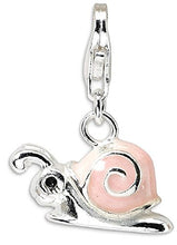 Load image into Gallery viewer, 925 Sterling Silver Rh Enamel Pink Snail Lobster Clasp Pendant Charm Necklace Baby Fine Jewelry For Women Gifts For Her