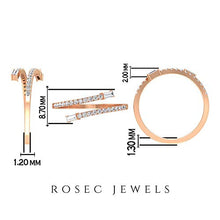 Load image into Gallery viewer, Unique Open Ring, 1/4 CT Round Shaped HI-SI Diamond, 1.5X3 MM Baguette Shaped Diamond, Designer Gold Jewelry Collection, Bridesmaid Wedding Gift, 10K White Gold, Size:US 13.5