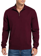 Load image into Gallery viewer, NITAGUT Mens Slim Fit Quarter Zip Mock Neck Polo Sweater Casual Long Sleeve Sweater and Turtleneck Pullover Wind Red, Medium