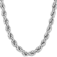 Load image into Gallery viewer, Lifetime Jewelry 7mm Rope Chain Necklace 24k Real Gold Plated for Men & Women (White Gold, 20)