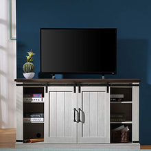 Load image into Gallery viewer, RICHSEAT Modern Farmhouse Wood TV Stand for TVs up to 60 Inch, Home Living Room Storage Table TV Stands Cabinet Doors and Shelves Entertainment Center, Stone Grey
