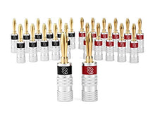Load image into Gallery viewer, Sewell Silverback Banana Plugs, 24k Gold Dual Screw Lock Speaker Connector, 12 Pairs