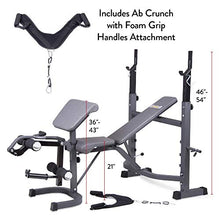 Load image into Gallery viewer, Body Champ BCB5860 Olympic Weight Bench with Preacher Curl, Leg Developer and Crunch Handle, Dark Gray/Black