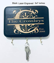 Load image into Gallery viewer, Personalized Monogram Key Holder with Couple's name and Established Year. Wedding Gift - Anniversary Gift - Couple's Gift. Laser Engraved Gift.