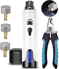Load image into Gallery viewer, YABIFE Dog Nail Grinder and Clipper, Dog Nail Trimmer, Super Quiet Dog Nail File, Pet Nail Grinder with Dog Nail Scissor, for Small Large Dogs Cats Claw Care & Grooming,3 Speeds, 3 Grinding Wheels